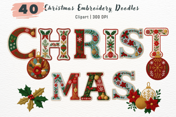 Christmas Embroidery Doodles PNG Review