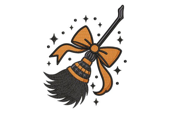 Halloween Witch Broom Bow Embroidery Review
