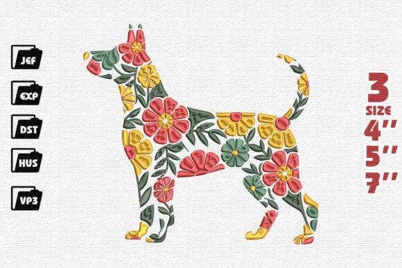 Vibrant Floral Dog Silhouette Embroidery Review